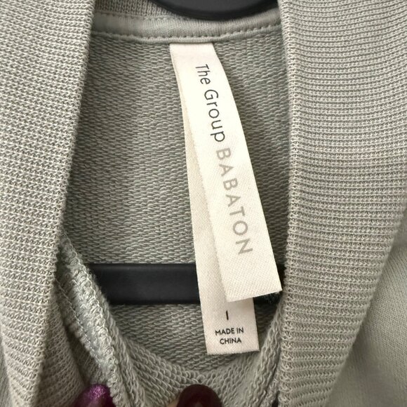 Babaton Gray Oversized Mock Neck French Terry Sweatshirt Pockets XS Size 1 - Picture 2 of 6